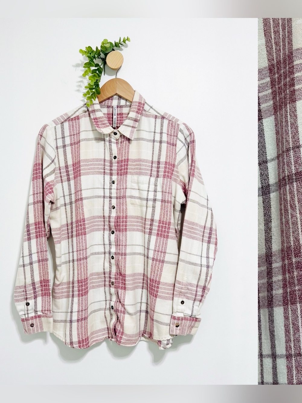 KUHL Kamila Pink Cotton Blend Plaid Flannel Button Down Shirt